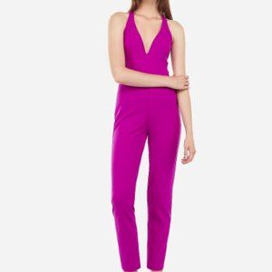 Express T-Back Plunge Jumpsuit Pink  Medium